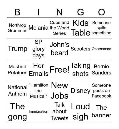 Thanksgiving Bingo Card