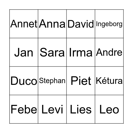 Namen bingo Card