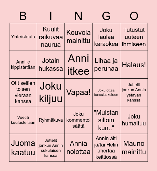 ANNI 30-V. Bingo Card