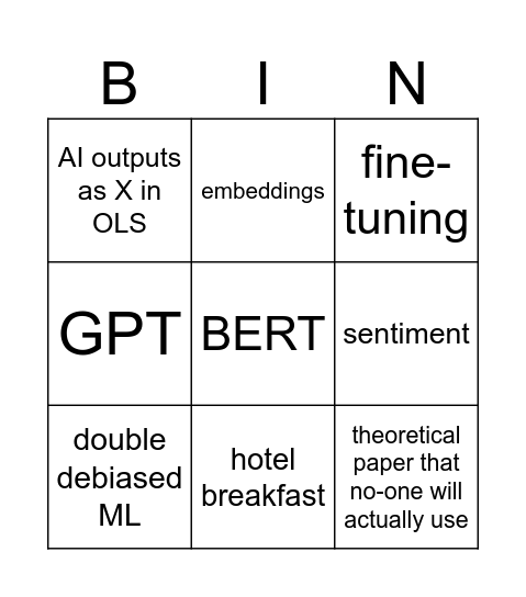 ML + Econ Conference BINGO Card