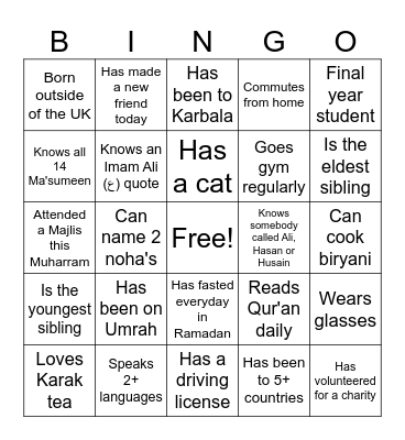 RHABSOC Bingo Card 1 Bingo Card