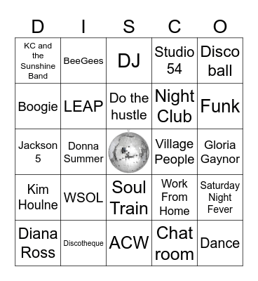 Disco Bingo Card