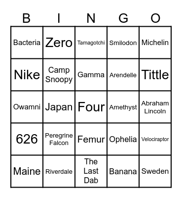 Trivia Bingo Card