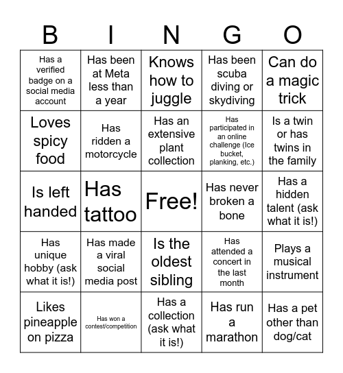 SEARCH ONSITE Bingo Card