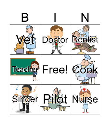 Professions Bingo Card