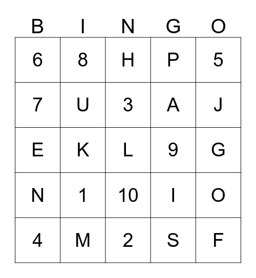 Bingo en el Hogar Bingo Card