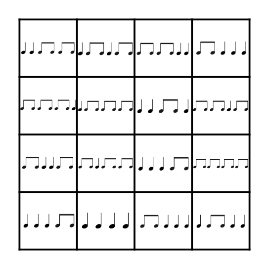 Rhythm Bingo Level 1 Bingo Card