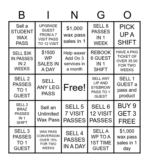 EWC GSA CONTEST Bingo Card