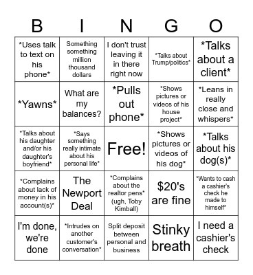Tim Silvia Bingo Card