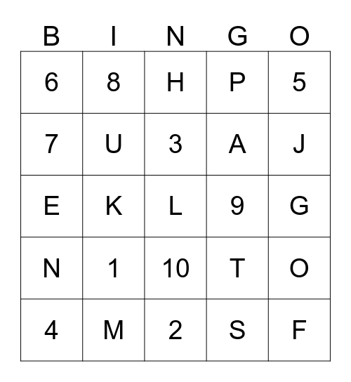 Bingo en el Hogar Bingo Card