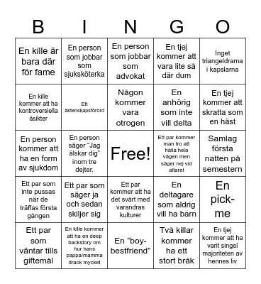 Love is Blind Bingo! Bingo Card