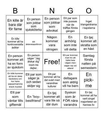 Love is Blind Bingo! Bingo Card