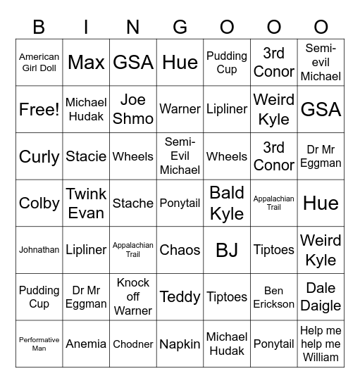 NPC BINGO Card