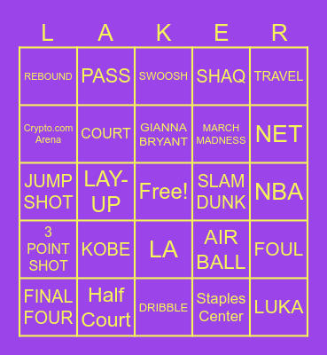 LAKERS Bingo Card