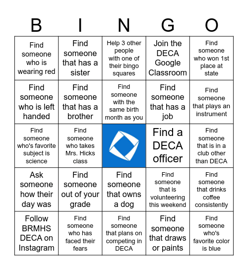 DECA Social Bingo Card
