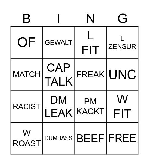 FFM TINDER Bingo Card