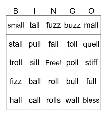ull all oll Bingo Card