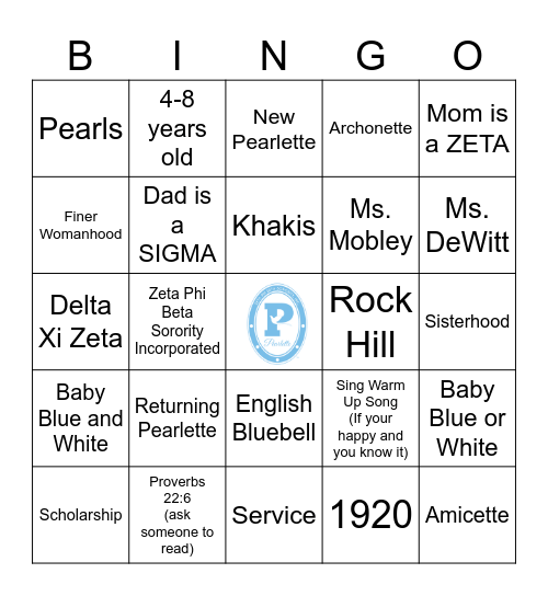 PEARLETTE BINGO Card