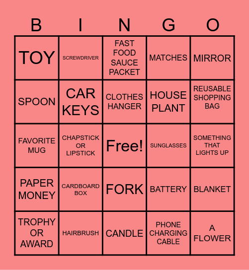 SCAVENGER HUNT BINGO #1 Bingo Card