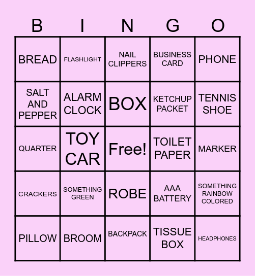 SCAVENGER HUNT BINGO #3 Bingo Card