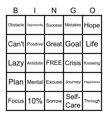 MENTAL HEALTH QUOTES Bingo Card