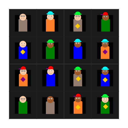 Guess Who! Bingo Card