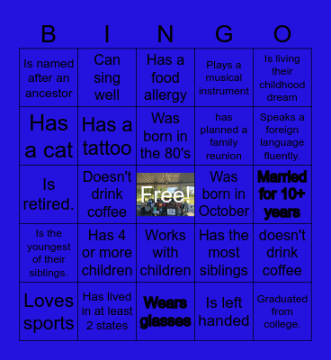 Woodson Family Reunion Bingo Card