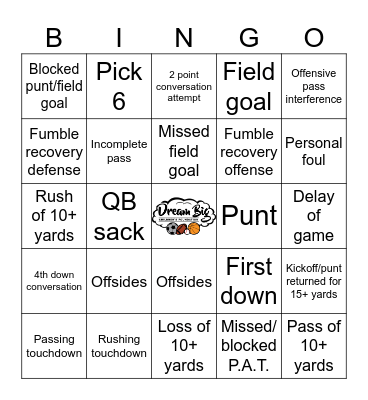 FOOTBALL BINGO Card