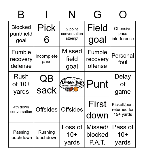 FOOTBALL BINGO Card