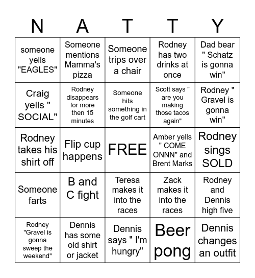 NATTY OOOOO Bingo Card