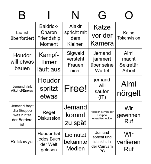 Harundel Bingo Card
