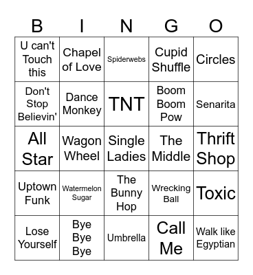 Boyd Music Bingo Card