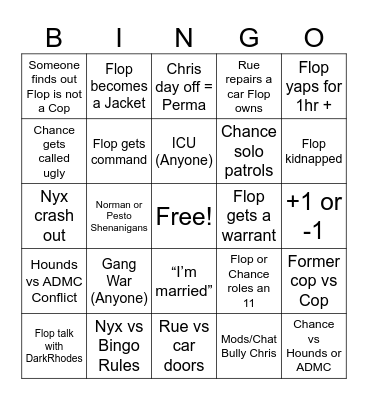 Flop October Bingo Card