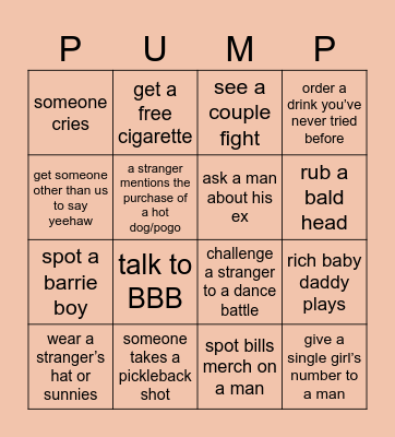 Bar Bingo🙈 Bingo Card