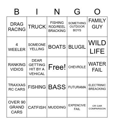 yt shorta bingo Card