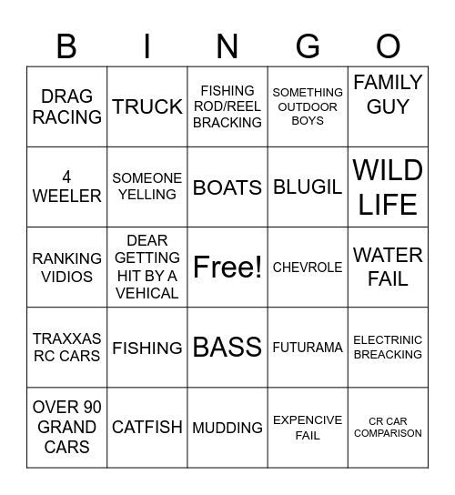 yt shorta bingo Card