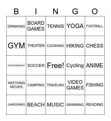 Hobby Hunt: Meet & Mark Bingo Card