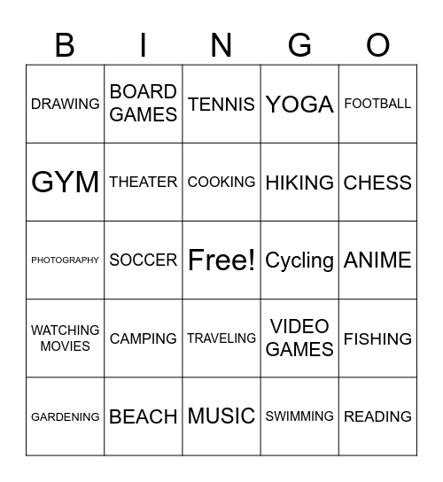 Hobby Hunt: Meet & Mark Bingo Card