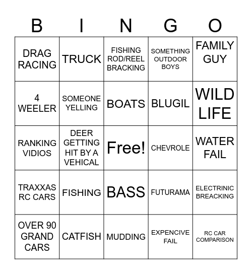 yt shorta bingo Card
