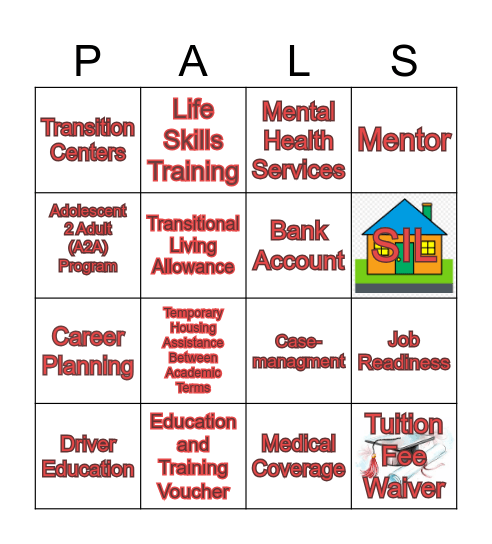 Transitional Living Services Bingo Card