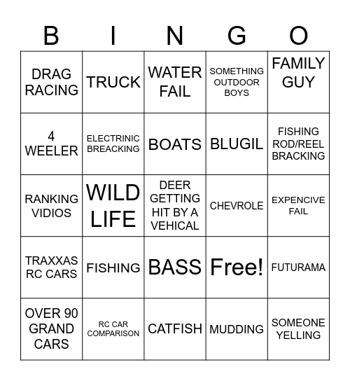yt shorta bingo Card