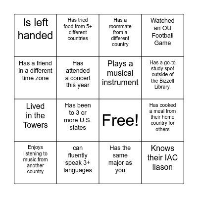 Find Someone who Bingo Card