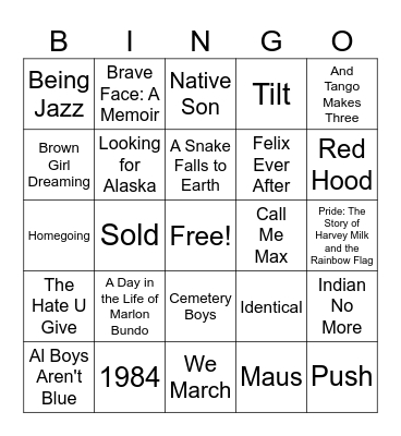 Banned Book Bingo Card