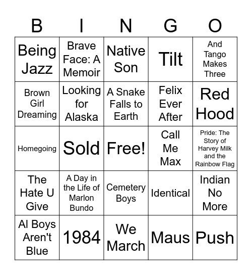 Banned Book Bingo Card