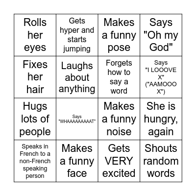 Andrea's bday BINGO Card