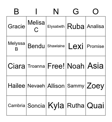 Get to know each other! Bingo Card