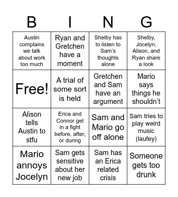 Wine Tour Bingo Card