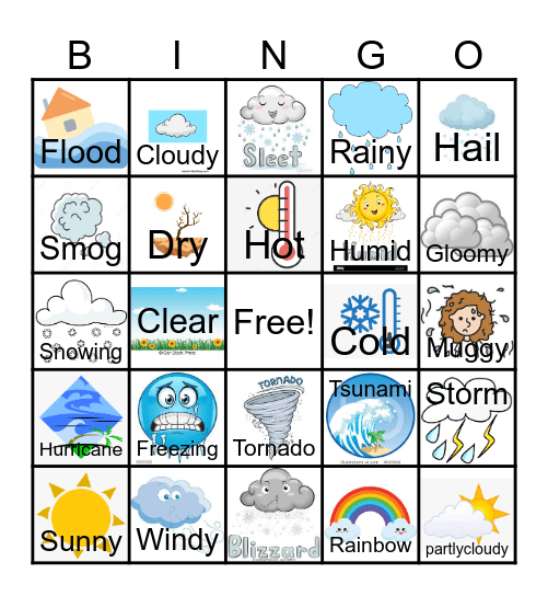 Weather Bingo Card