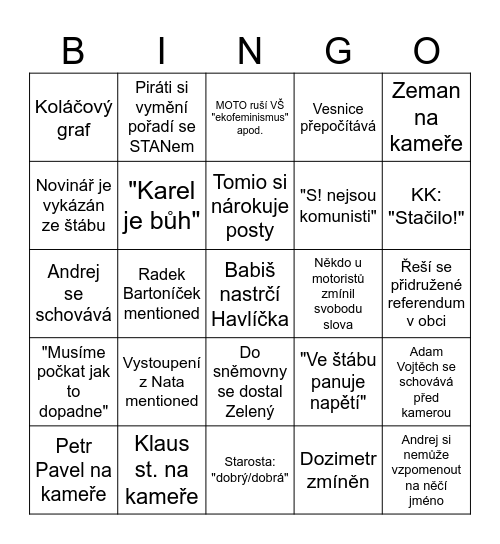 VOLEBNÍ BINGO 2025 Bingo Card