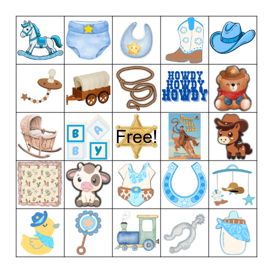 Yee Haw Baby Bingo Card